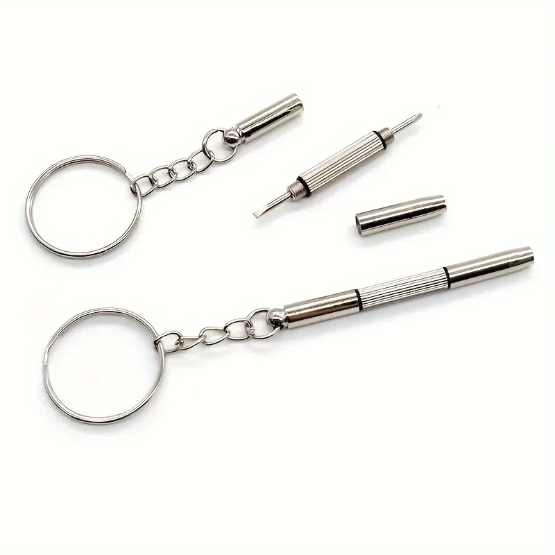 Mini tournevis à lunettes 3 en 1 à main, kit de réparation de lunettes, tournevis multifonction, jeu de tournevis avec porte-clés 5