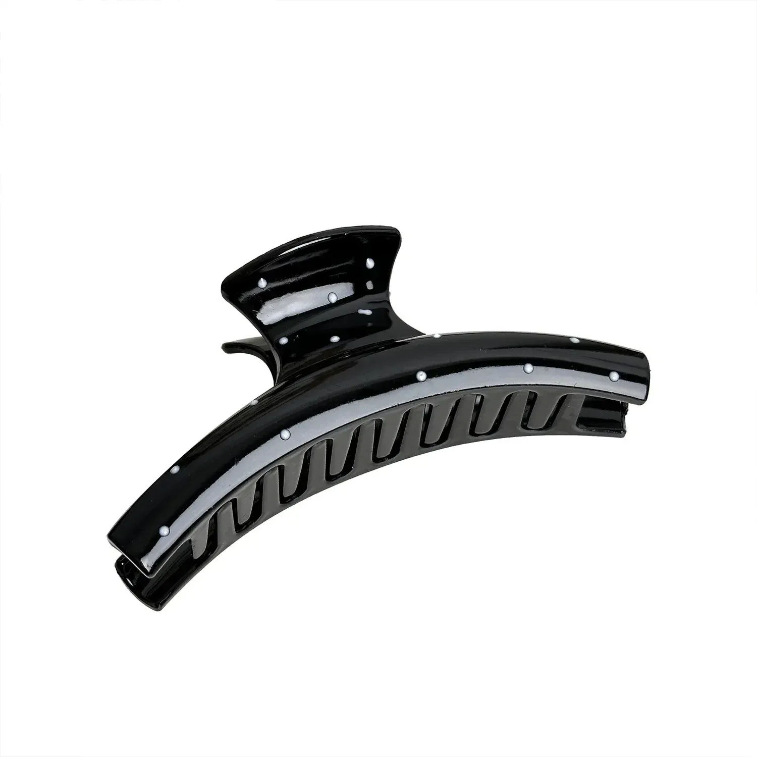 Pince à Cheveux Géométrique Rétro à Pois Noirs et Blancs pour Femme et Fille, Pince Requin Élégante 6
