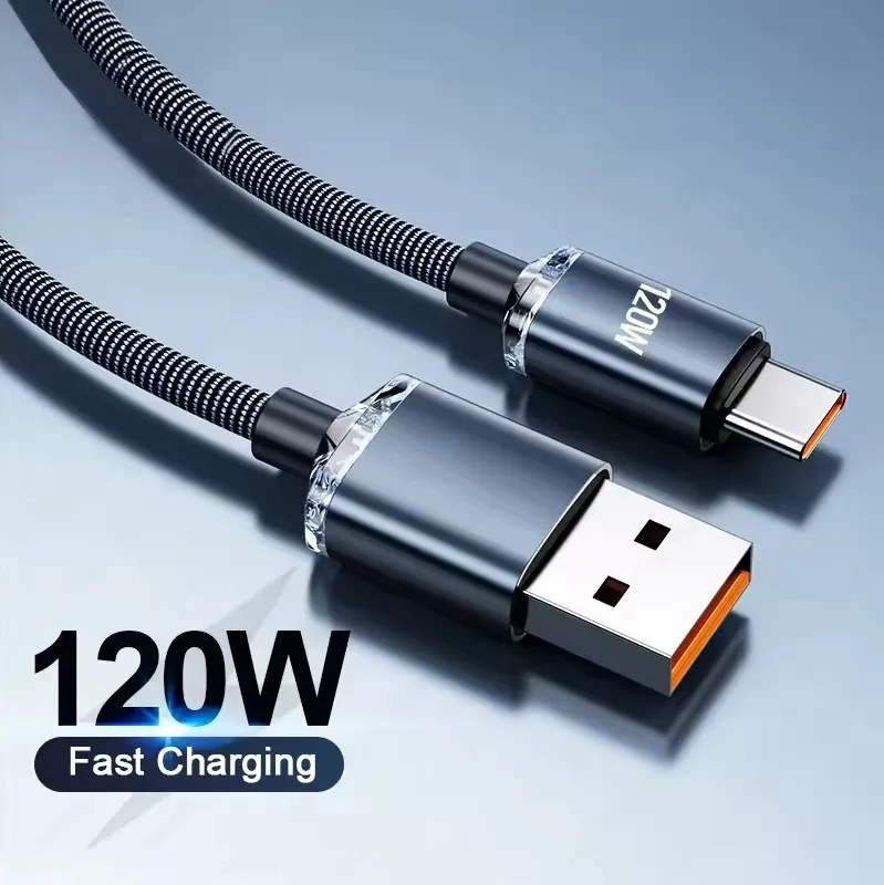 Câble de charge USB-C ultra rapide 120 W pour Samsung, Xiaomi, Huawei, OnePlus, POCO et OPPO