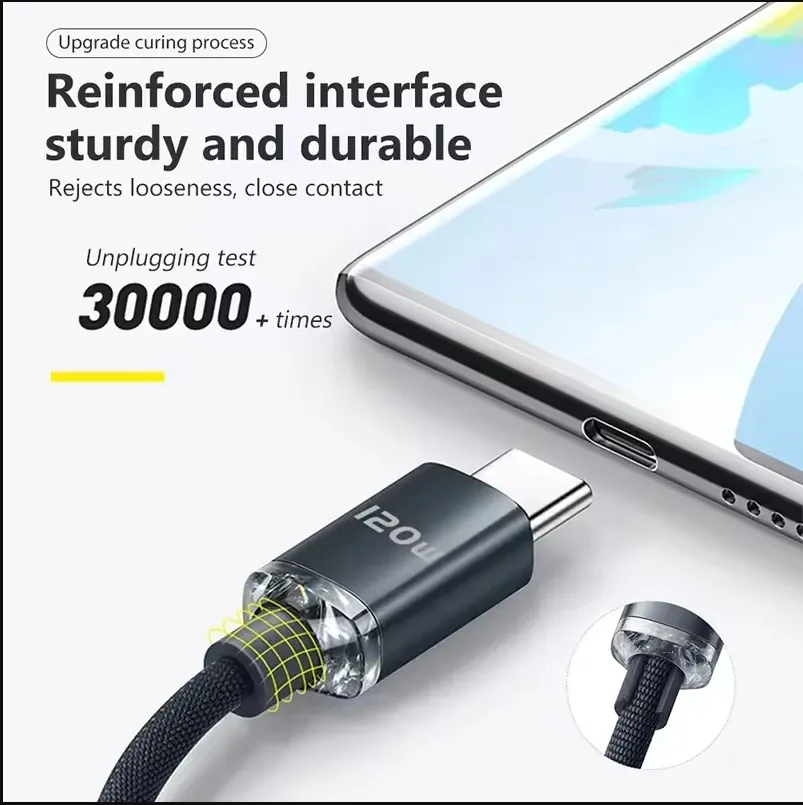 Câble de charge USB-C ultra rapide 120 W pour Samsung, Xiaomi, Huawei, OnePlus, POCO et OPPO 2