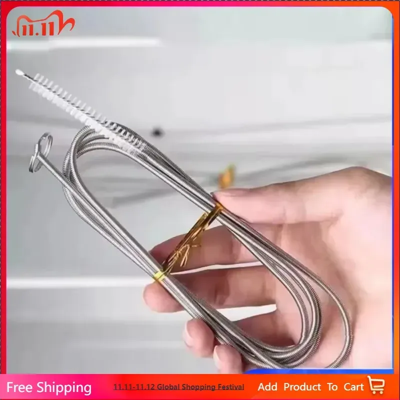 Kit de nettoyage pour vidange de réfrigérateur avec brosse longue et flexible pour tuyau d'eau - Image 1