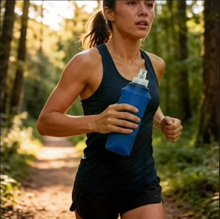 Gourde pliable en silicone avec embout à morsure, bouteille d'eau compacte idéale pour les voyages, le camping, la randonnée et la course à pied 3