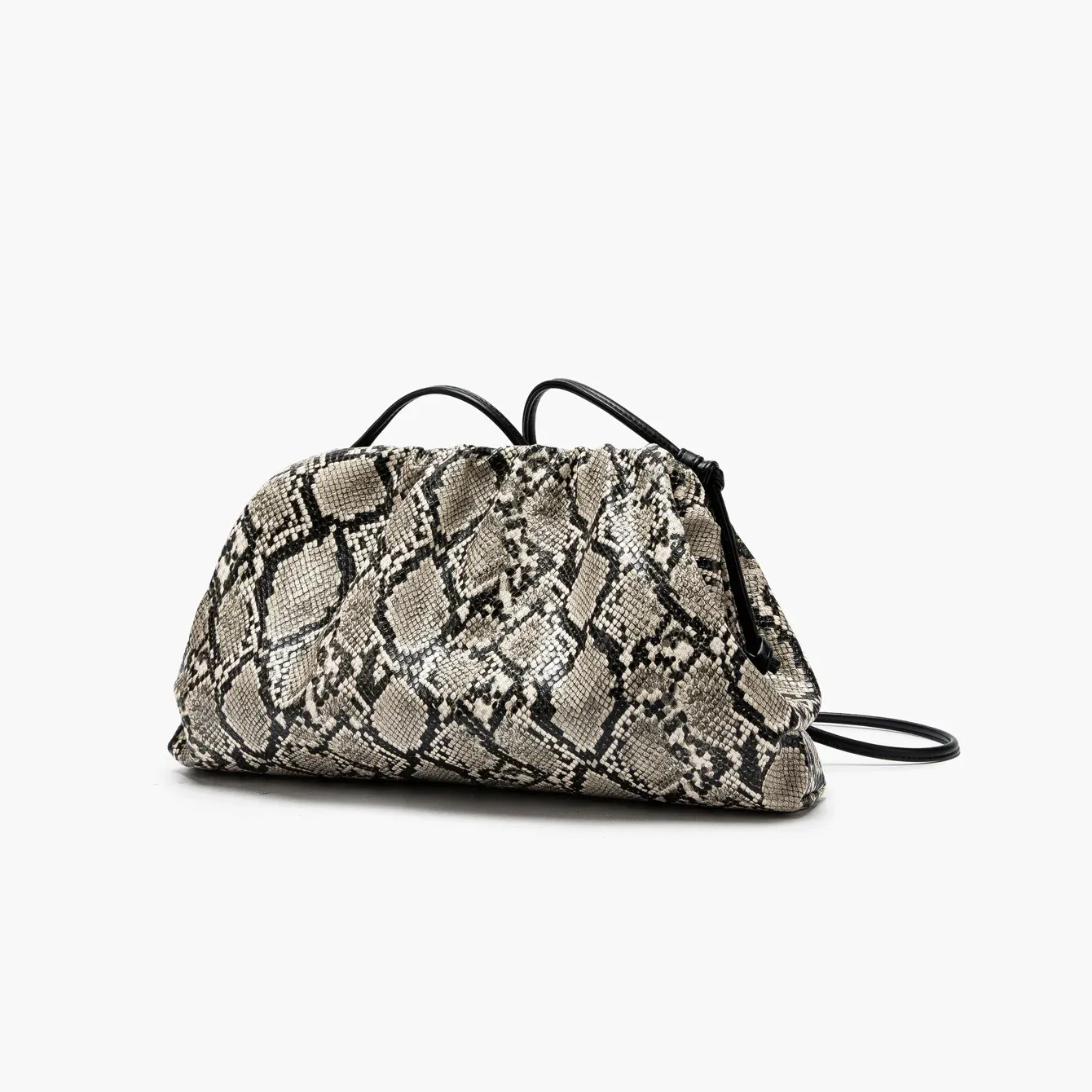 Détail du sac à main serpent plissé