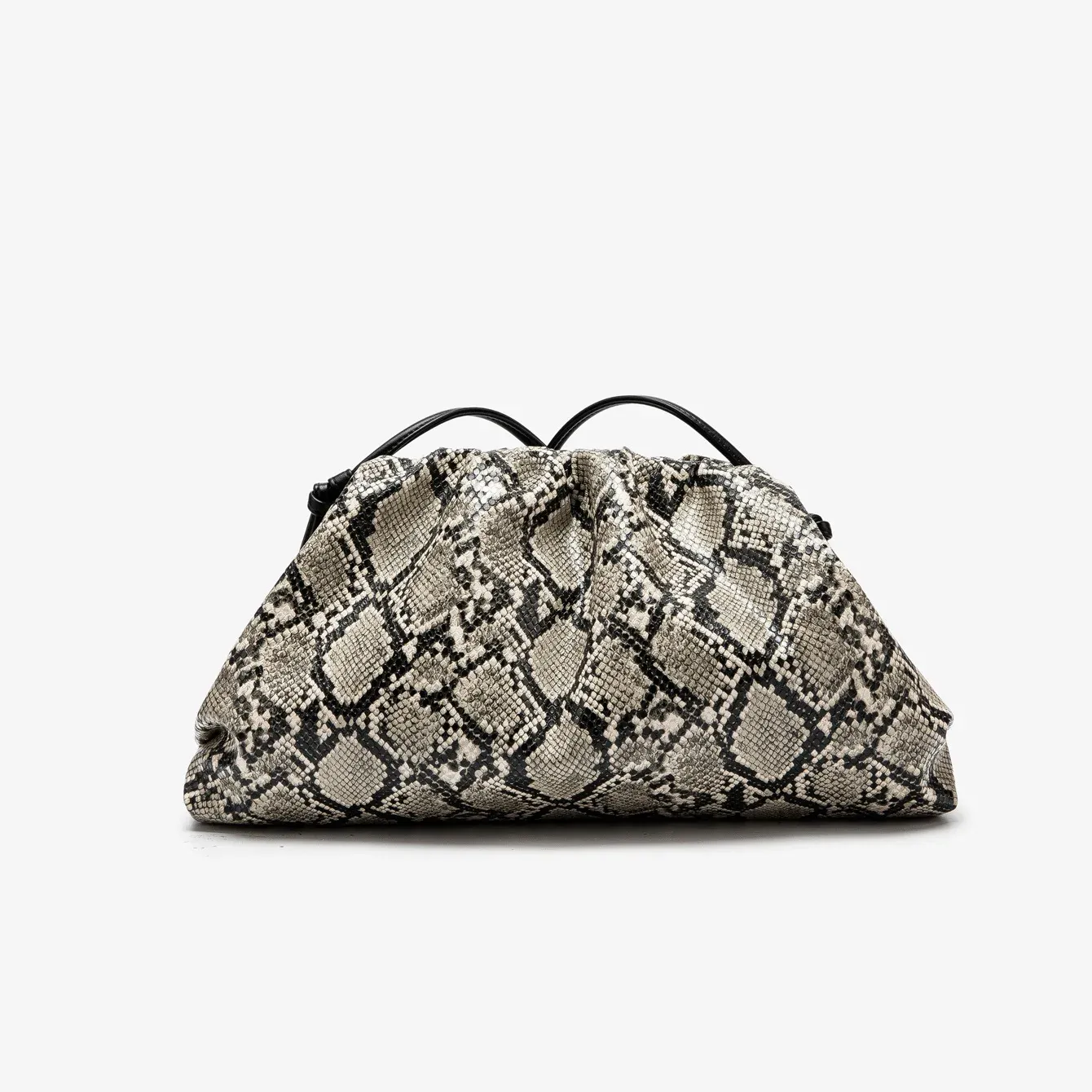 Détail du sac à main serpent plissé