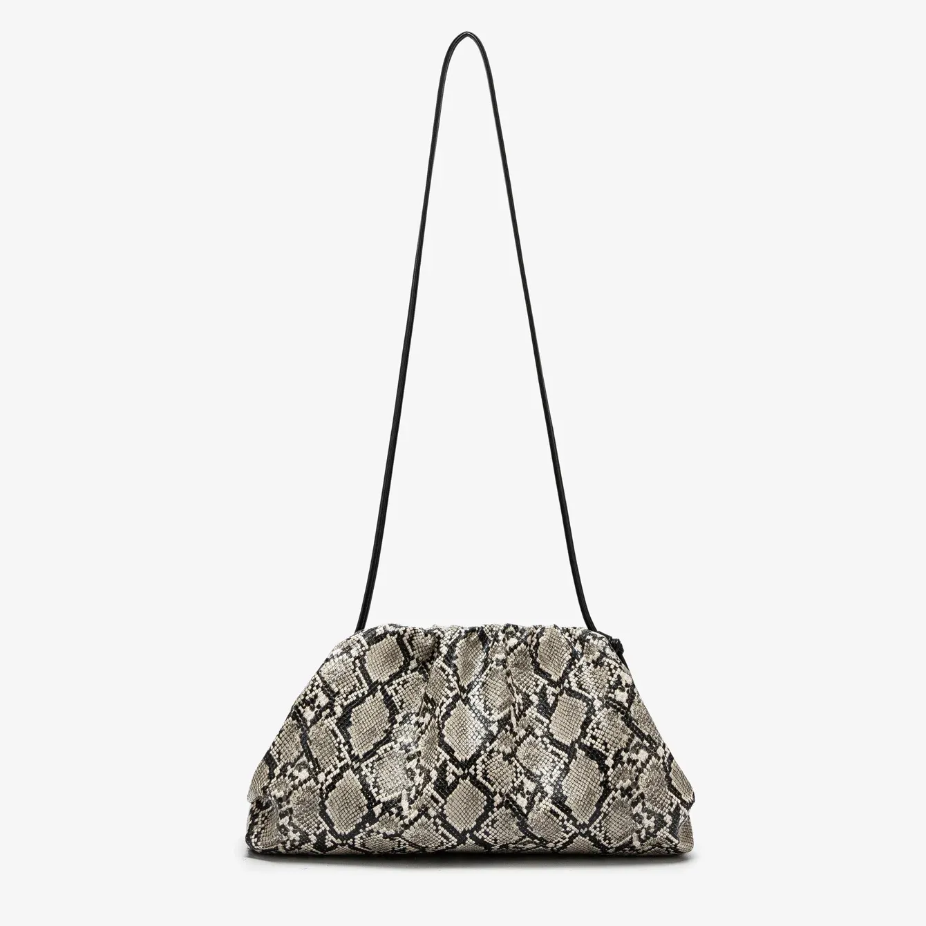 Détail du sac à main serpent plissé