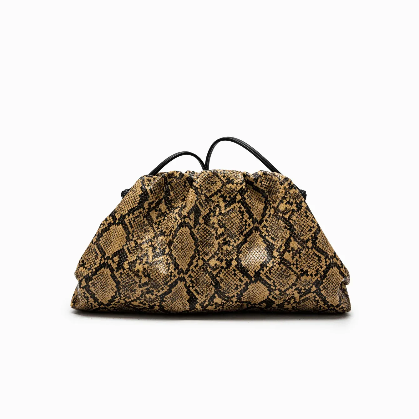 Détail du sac à main serpent plissé