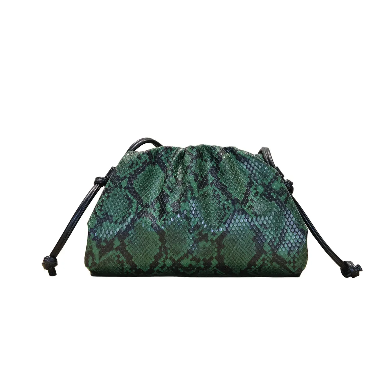 Détail du sac à main serpent plissé