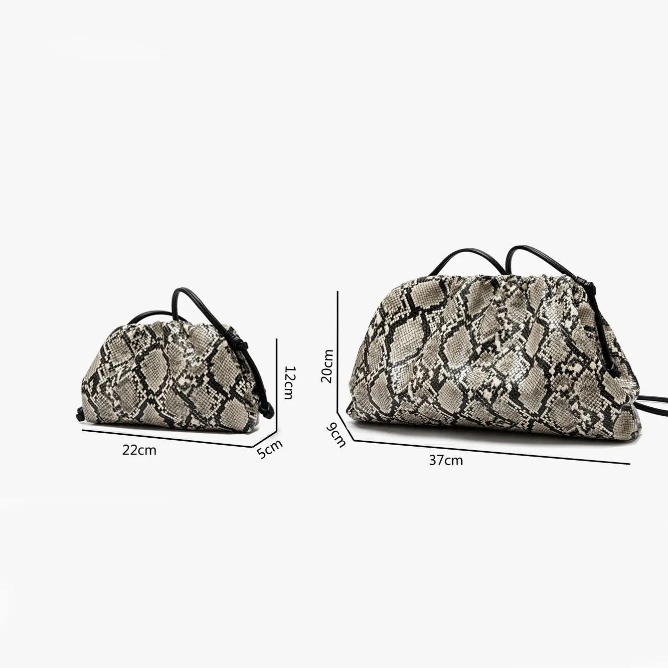 Sac à main serpent plissé, vue d'ensemble