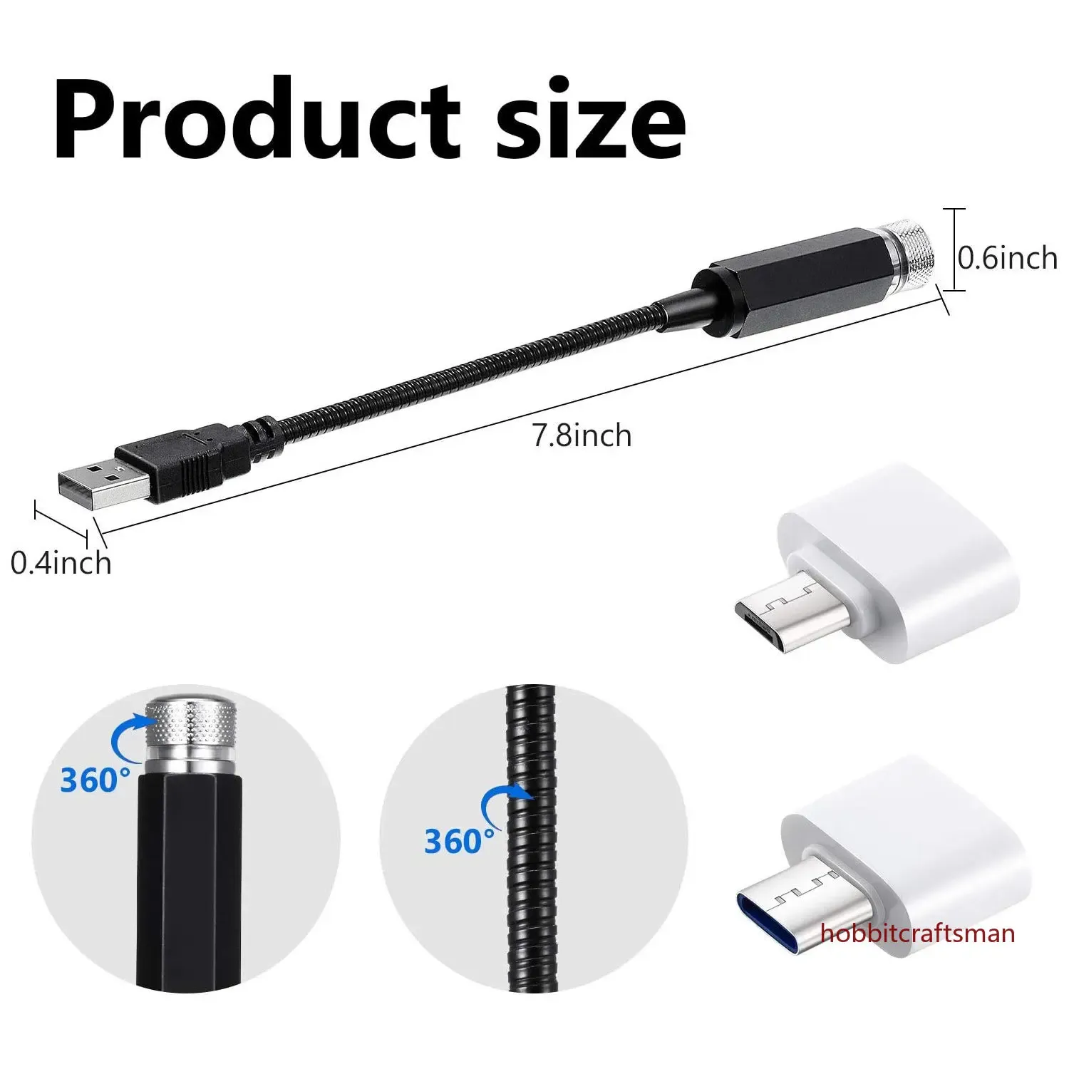 Mini projecteur LED galaxie pour plafond de voiture, rechargeable par USB, lumière d'ambiance réglable pour chambre à coucher 5