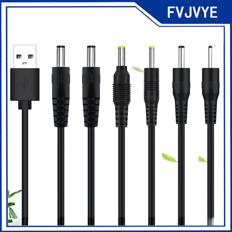 Câble d'alimentation USB vers prise DC 5 V, embouts 3,5×1,35 mm, 2,0×0,6 mm, 2,5×0,7 mm, 4,0×1,7 mm, 5,5×2,1 mm et 5,5×2,5 mm