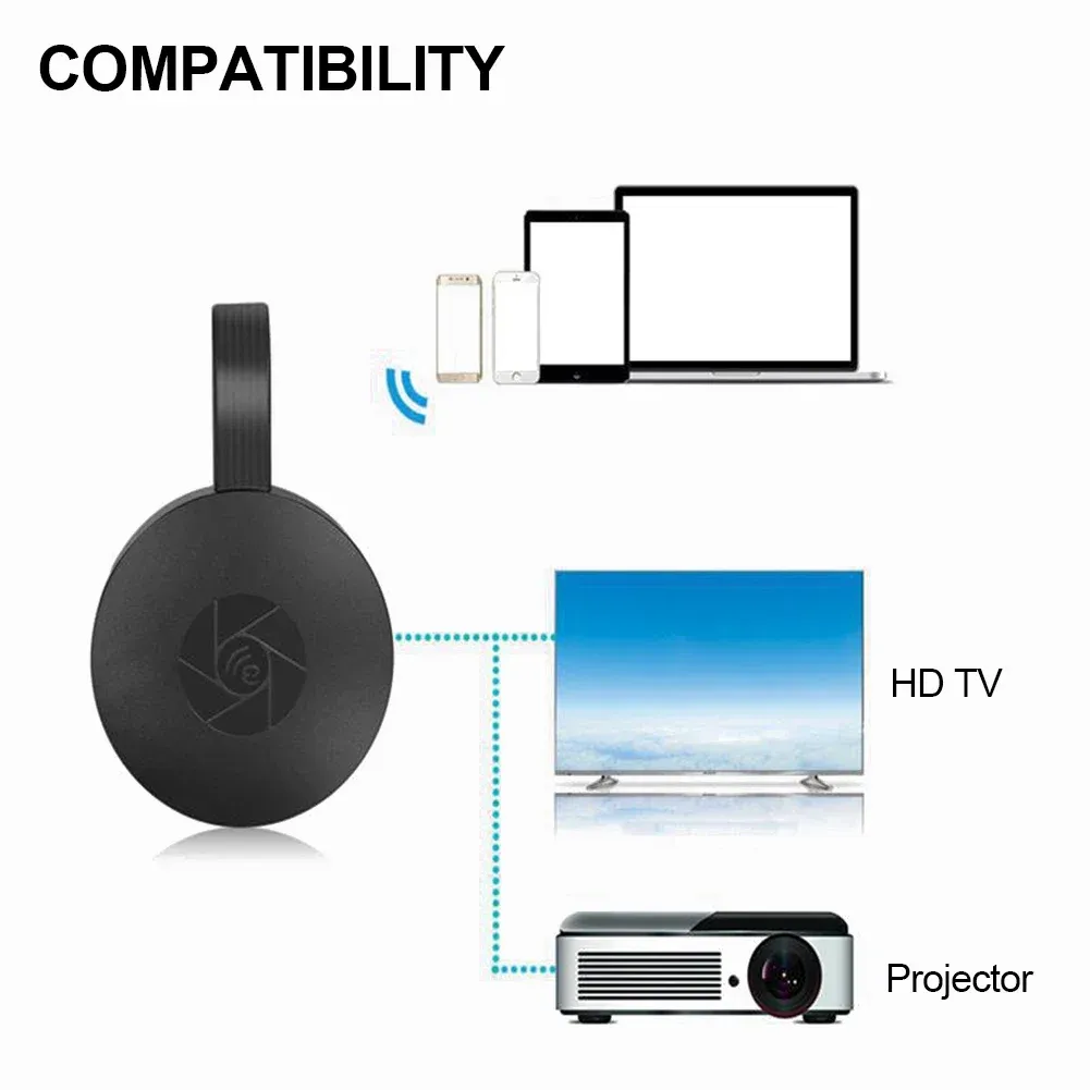 Appareil de recopie d'écran HDMI sans fil, compatible avec la télévision HD 1080P, projection depuis mobile et ordinateur, compatible iPad, Wi-Fi 4