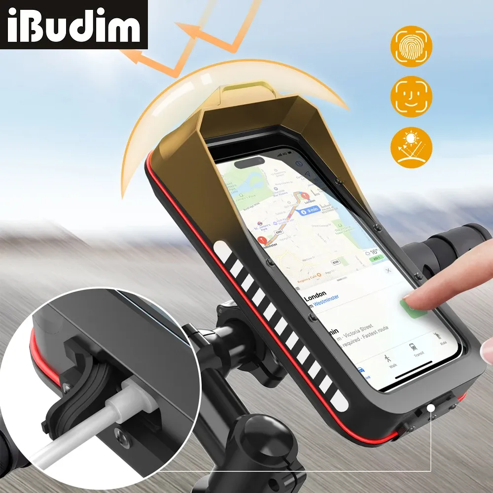 Support de téléphone universel étanche pour moto, vélo et scooter, fixation rapide pour guidon, compatible écrans de 4,7 à 7,0 pouces - Image 1