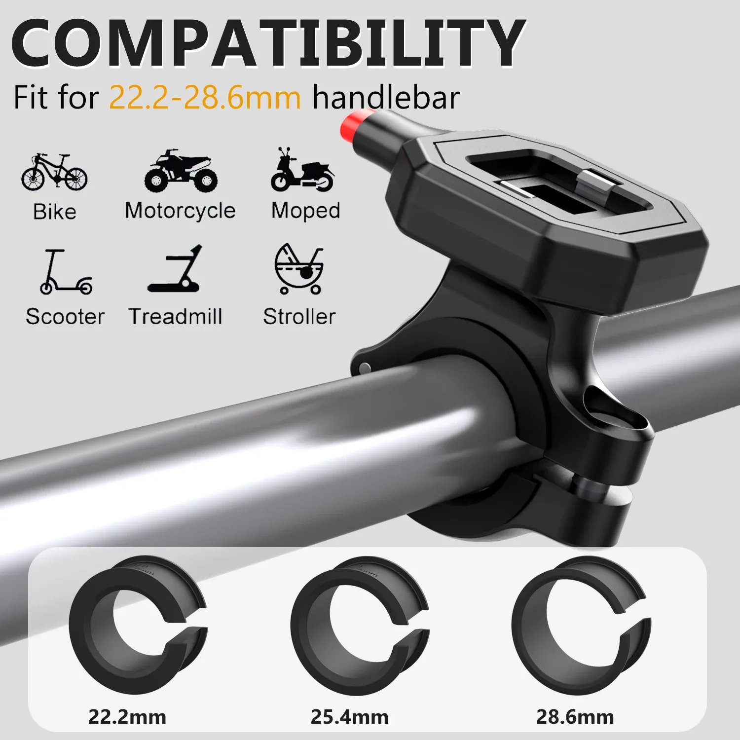 Support de téléphone universel étanche pour moto, vélo et scooter, fixation rapide pour guidon, compatible écrans de 4,7 à 7,0 pouces 3