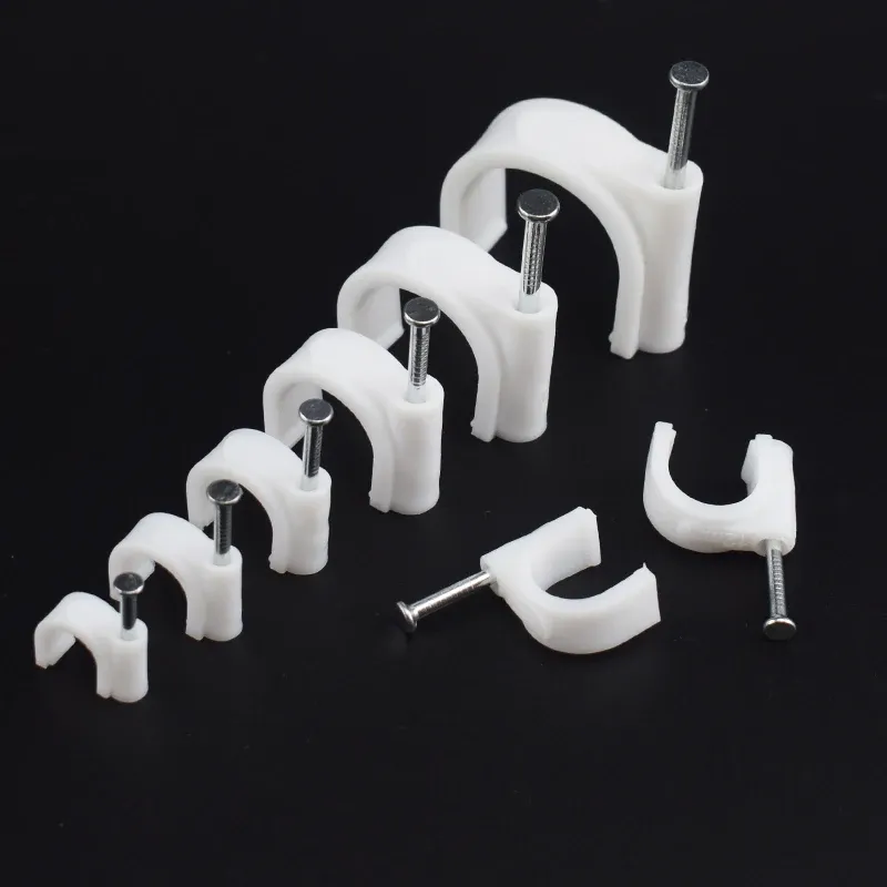 Lot de 100 clips de câble à clouer, 4, 6, 8, 10, 12, 14, 16 et 20 mm, pour câbles coaxiaux et cordons 1