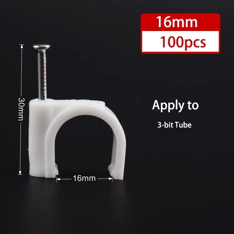 Lot de 100 clips de câble à clouer, 4, 6, 8, 10, 12, 14, 16 et 20 mm, pour câbles coaxiaux et cordons 11