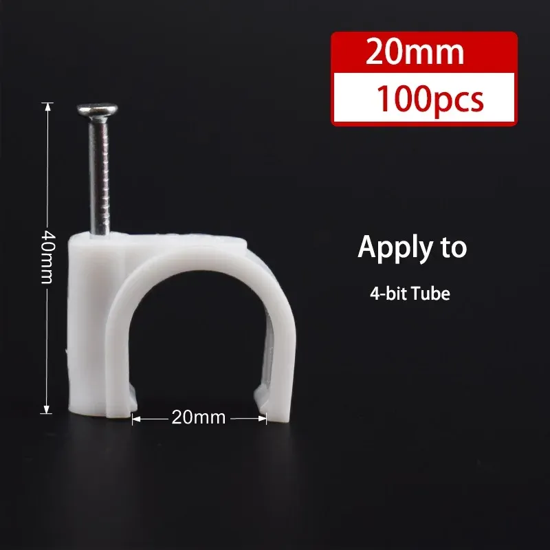 Lot de 100 clips de câble à clouer, 4, 6, 8, 10, 12, 14, 16 et 20 mm, pour câbles coaxiaux et cordons 10