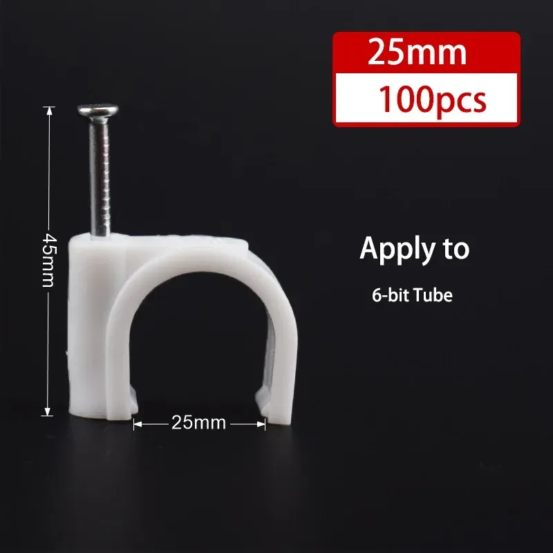 Lot de 100 clips de câble à clouer, 4, 6, 8, 10, 12, 14, 16 et 20 mm, pour câbles coaxiaux et cordons 7