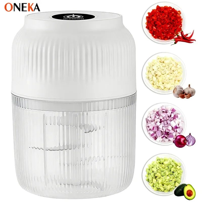 Mini hachoir électrique à 6 lames rechargeable par USB pour ail, poivre et légumes - Image 1