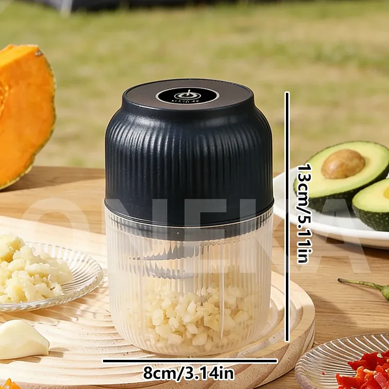 Mini hachoir électrique à 6 lames rechargeable par USB pour ail, poivre et légumes 5