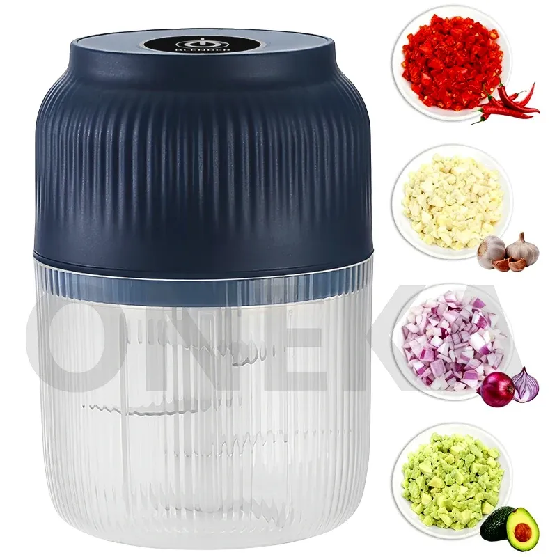 Mini hachoir électrique à 6 lames rechargeable par USB pour ail, poivre et légumes 7