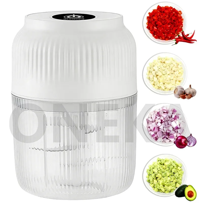 Mini hachoir électrique à 6 lames rechargeable par USB pour ail, poivre et légumes 8
