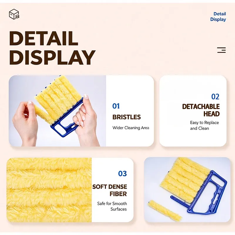 Plumeau Humedo, brosse métallique et éponge en poudre pour stores et vitres 3