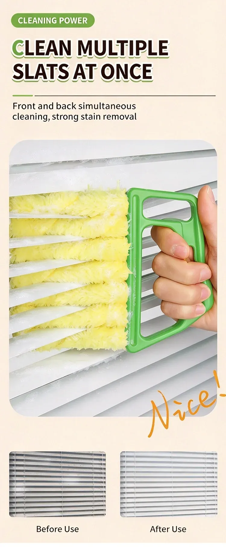 Brosse nettoyant les lames d'un store