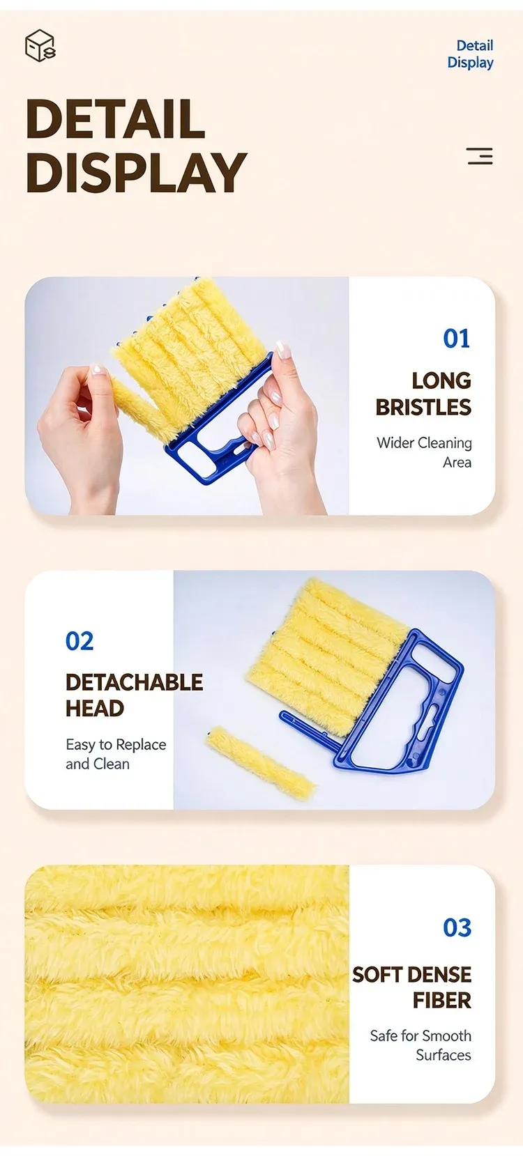 Brosse de nettoyage suspendue pour un rangement facile
