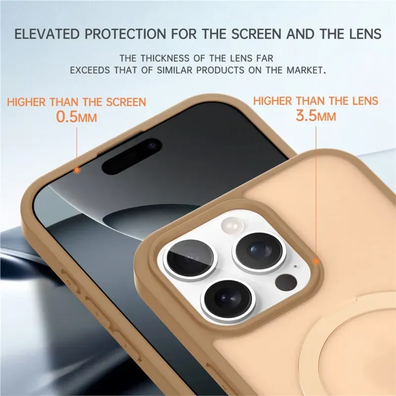 Coque magnétique mate avec anneau métallique et béquille, compatible MagSafe pour iPhone 11 à 17, Air, Pro et Pro Max 5