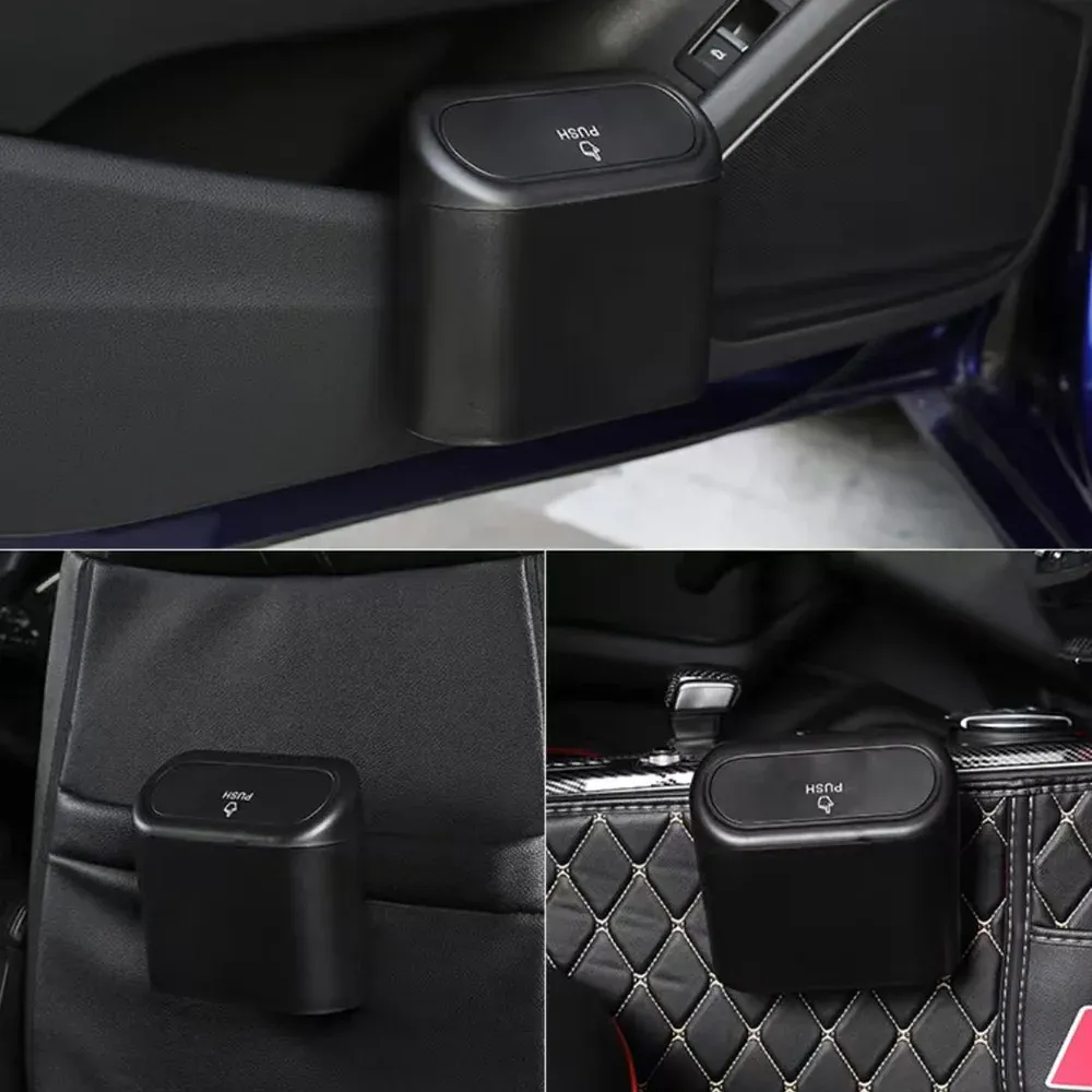 Poubelle de voiture avec couvercle, petite poubelle anti-fuite pour véhicule, accessoire auto, 1 pièce 2