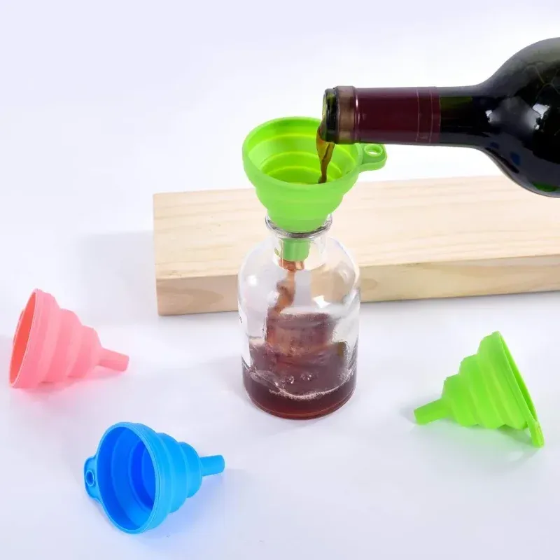 Entonnoir pliable en silicone pour cuisine, lot de 3, qualité alimentaire, pour remplir bouteilles et capsules de parfum, filtre à huile pour friture 2