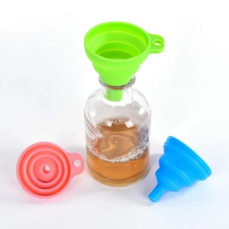Entonnoir pliable en silicone pour cuisine, lot de 3, qualité alimentaire, pour remplir bouteilles et capsules de parfum, filtre à huile pour friture 5