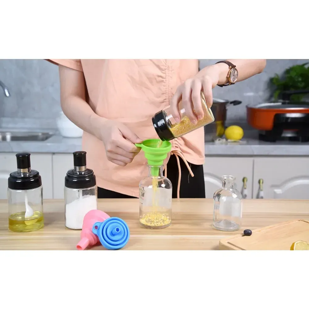 Entonnoir en silicone pliable, ensemble de trois