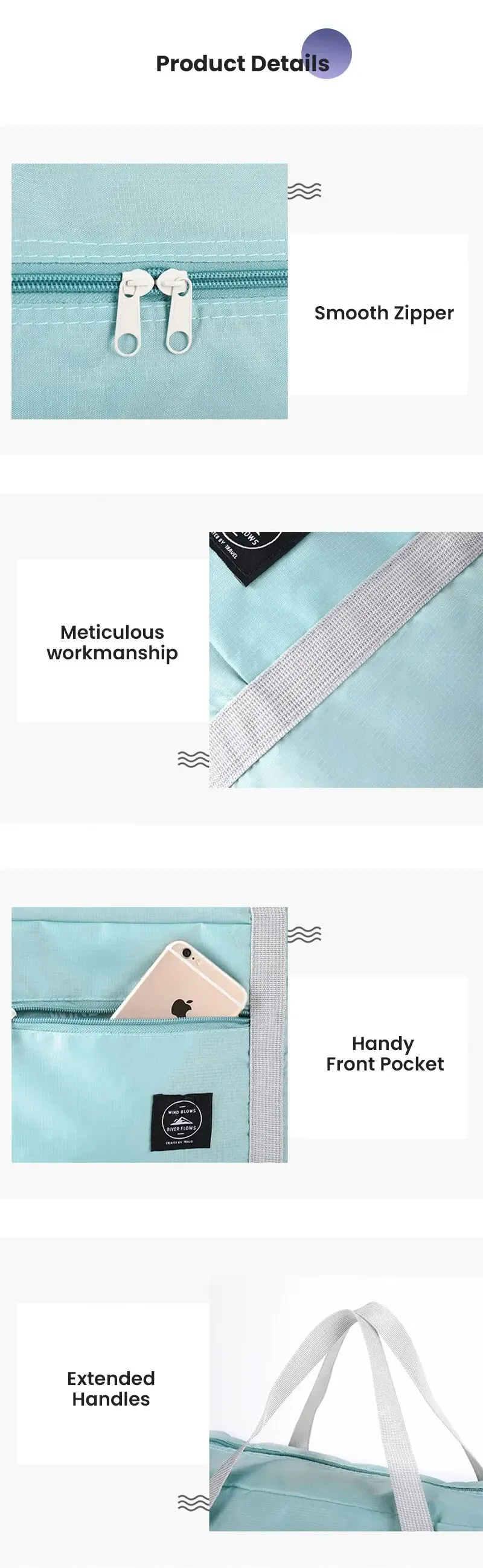 Sac de voyage pliable utilisation pratique