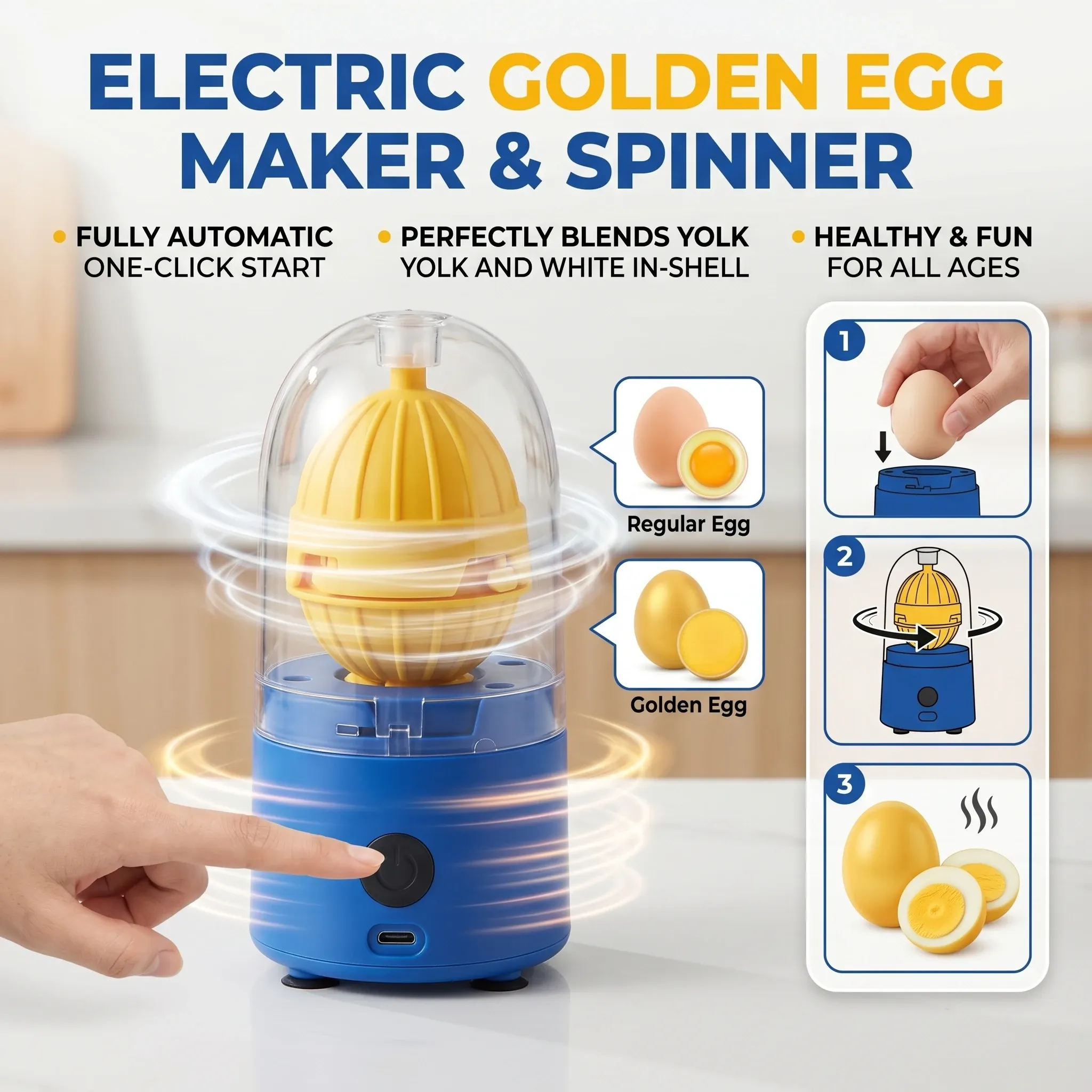 Batteur à œufs électrique automatique et portable, mélangeur de jaunes et de blancs d'œufs, fouet rechargeable par USB, outil de cuisine - Image 1