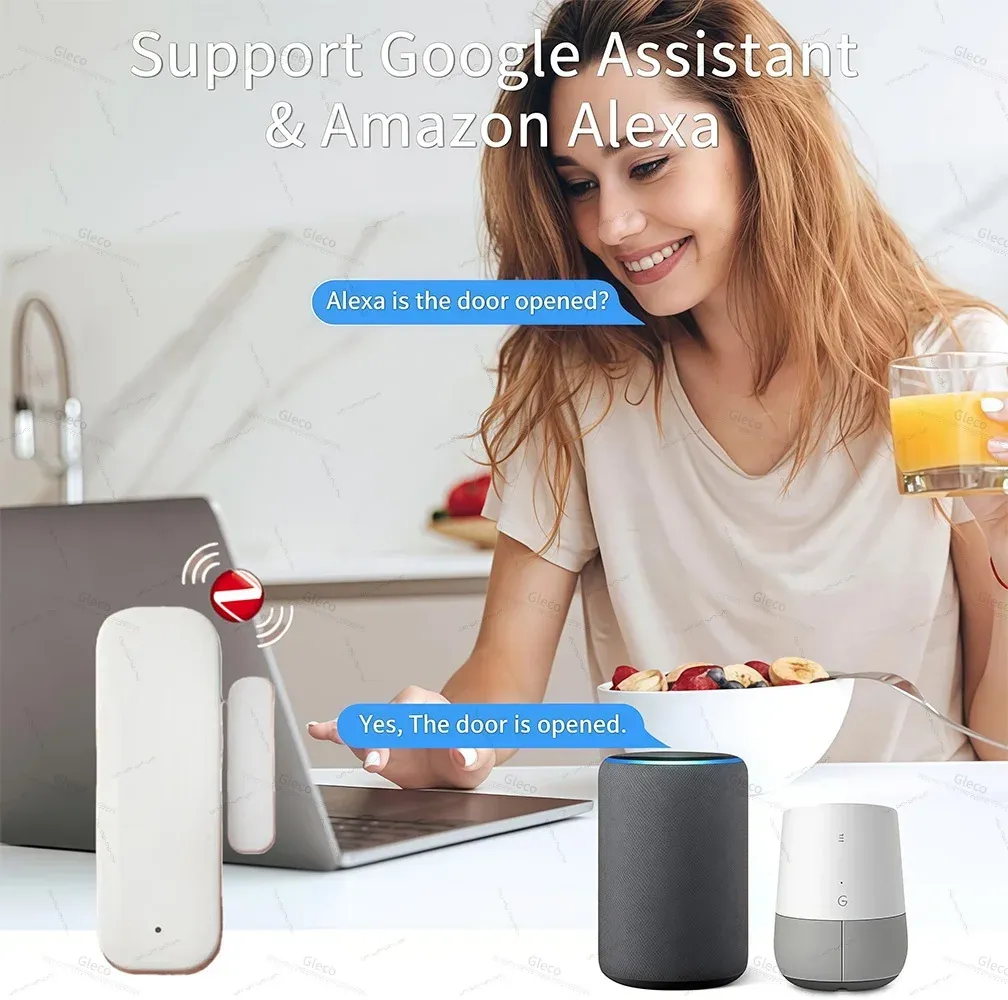 Capteur de porte et fenêtre Tuya Zigbee, détecteur d'ouverture magnétique compatible Alexa et Google, sécurité domestique connectée 5