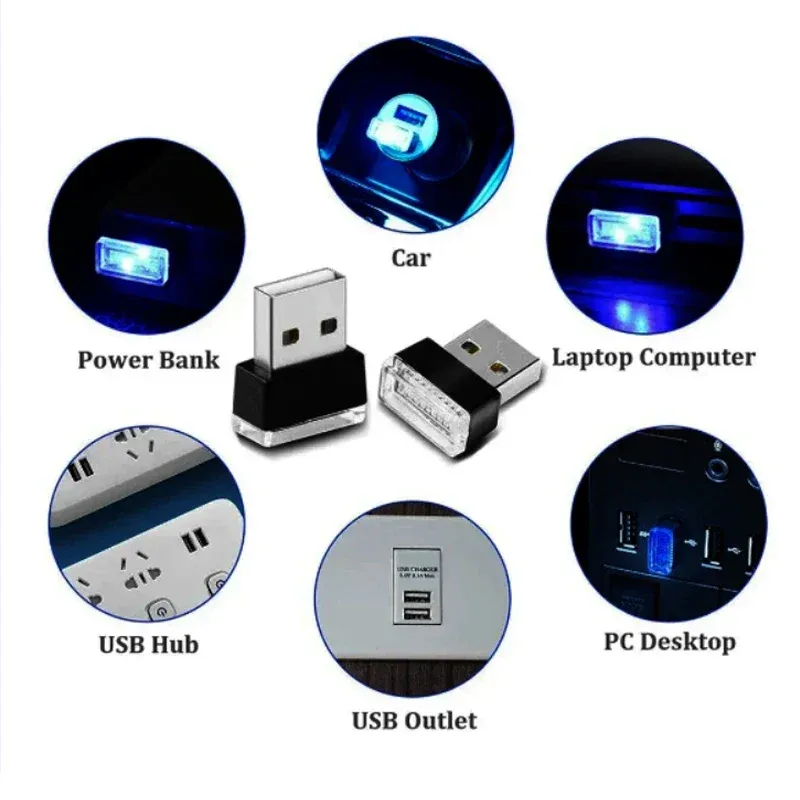 Lumière LED USB pour voiture, éclairage d'ambiance intérieur automobile, décoration intérieure, universel, plug and play 5