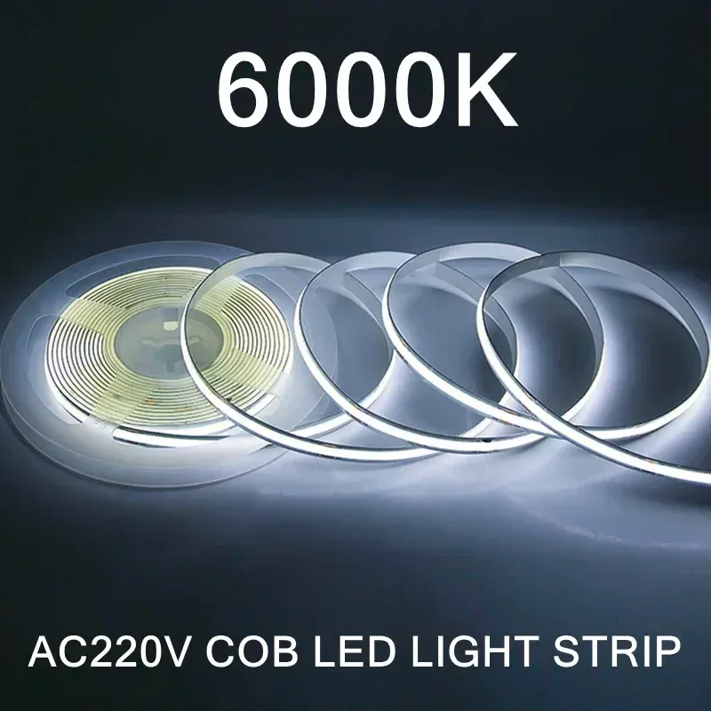 Bande LED COB flexible 220 V à CI intelligent, sans driver, haute luminosité, 240 LED, éclairage linéaire IRC95, blanc chaud, 1 à 5 m 7