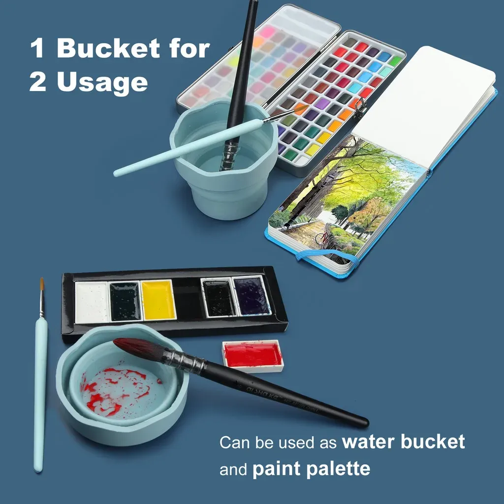 Seamiart – Mini seau pliant en silicone pour le nettoyage des pinceaux de peinture 6