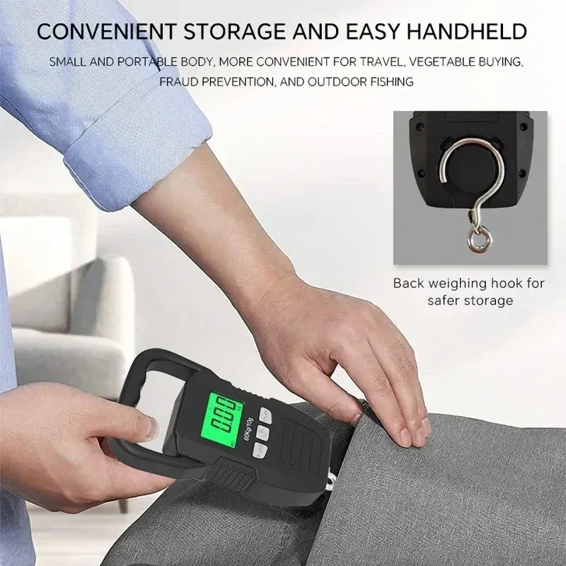 Balance numérique portable 60 kg / 10 g pour bagages, à suspendre, rechargeable par USB, mesure haute précision 3
