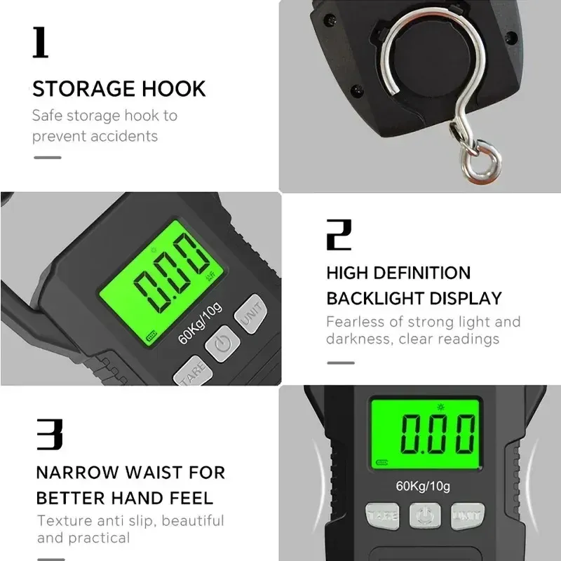 Balance numérique portable 60 kg / 10 g pour bagages, à suspendre, rechargeable par USB, mesure haute précision 4