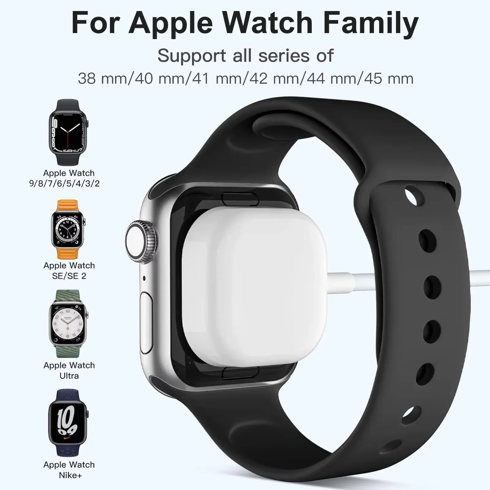 Câble de charge magnétique sans fil rapide USB pour Apple Watch, compatible iWatch 11, 10, 9, 8, 7, 6, 5, 4, 3, 2, SE/2 et Ultra, chargeur portable 4