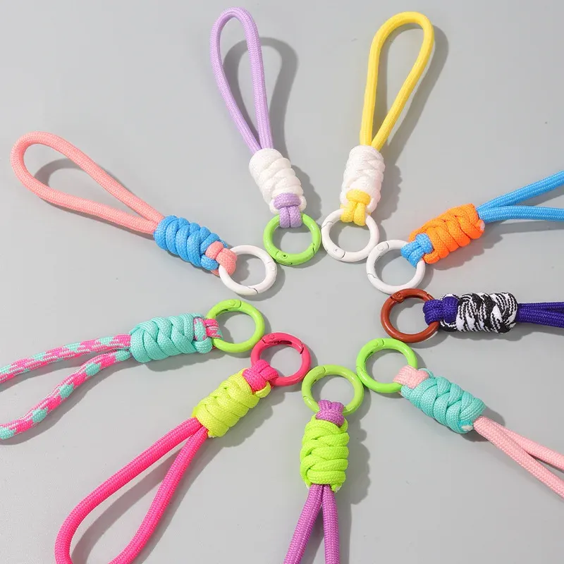 Porte-clés tressé à la main pour téléphone portable, dragonne en corde anti-perte, porte-clés de voiture pour homme et femme 2