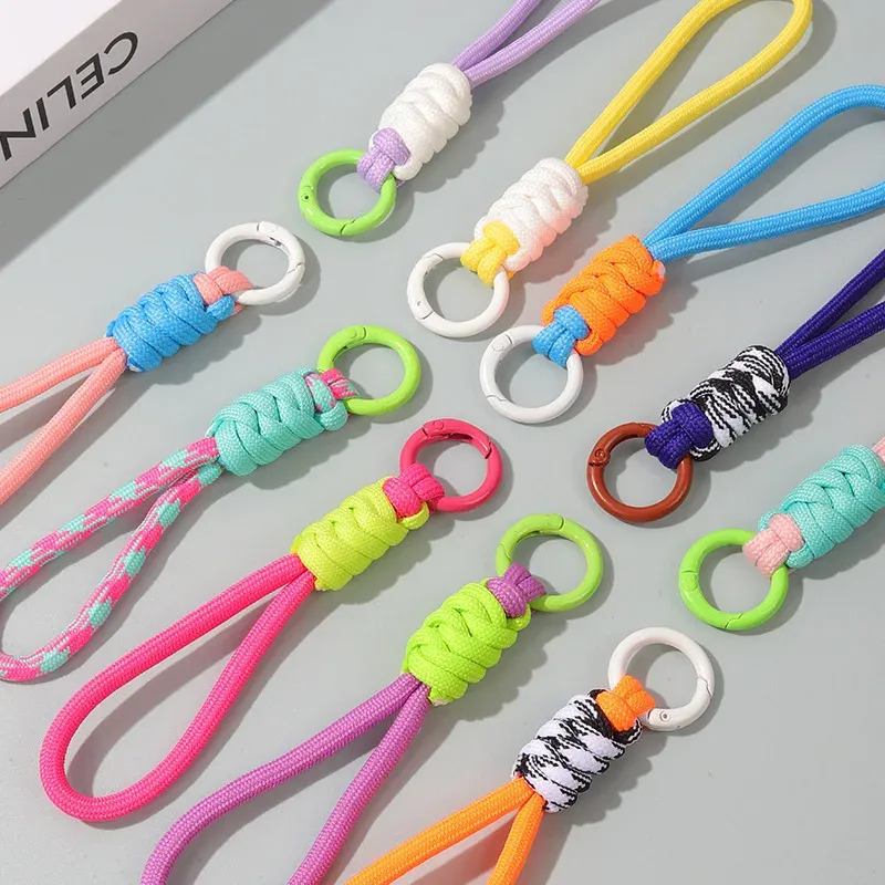 Porte-clés tressé à la main pour téléphone portable, dragonne en corde anti-perte, porte-clés de voiture pour homme et femme