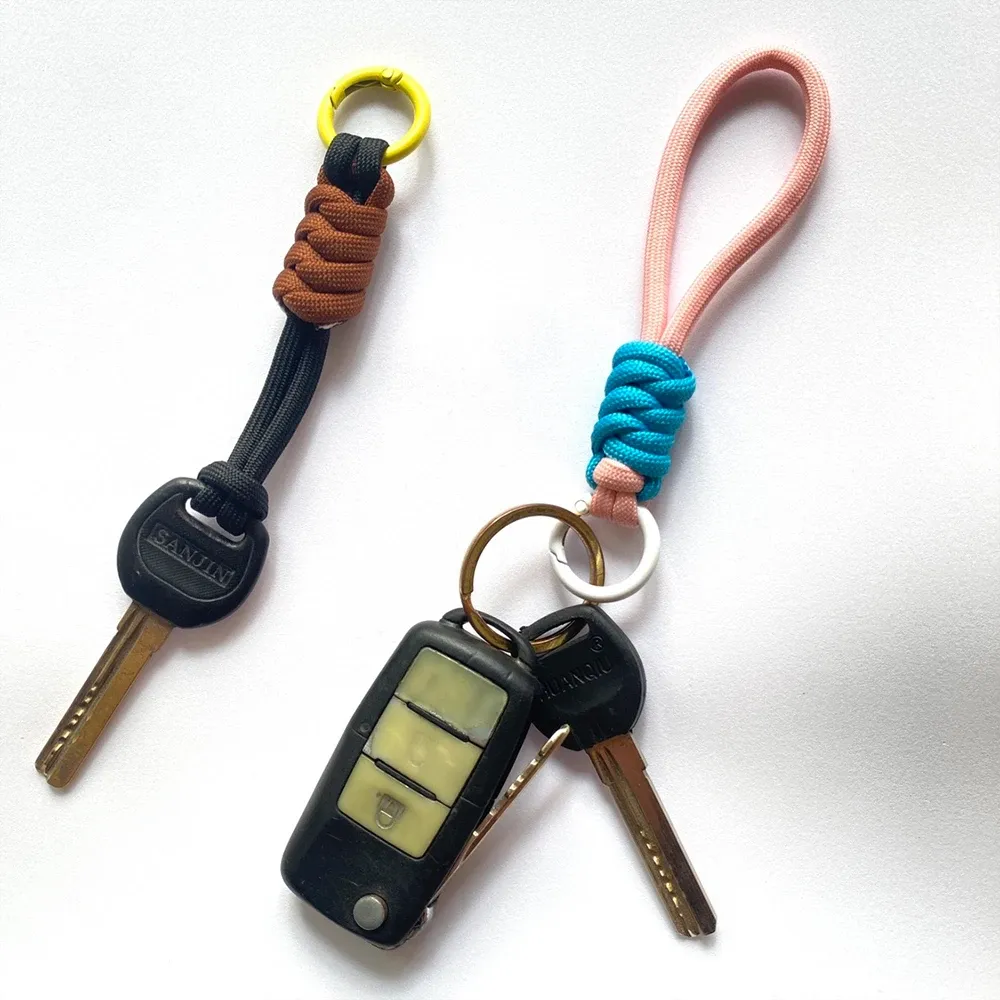 Porte-clés tressé à la main pour téléphone portable, dragonne en corde anti-perte, porte-clés de voiture pour homme et femme 6