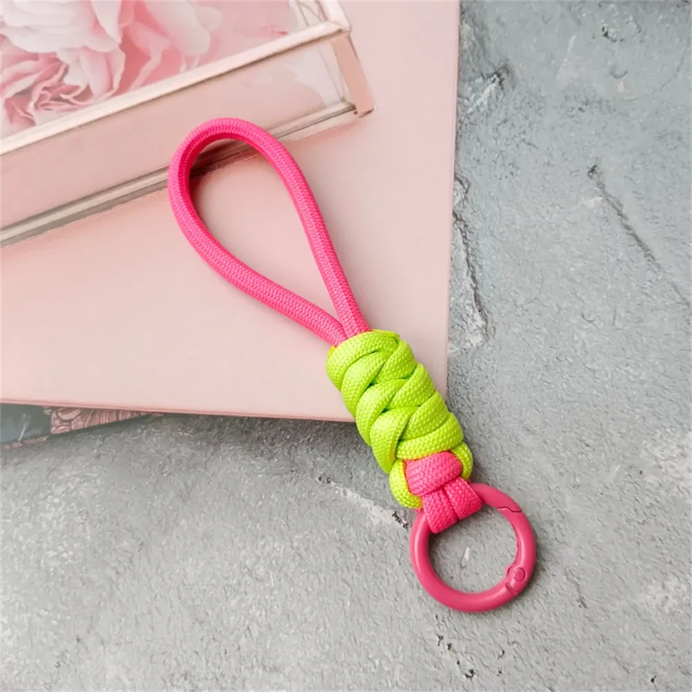 Porte-clés tressé à la main pour téléphone portable, dragonne en corde anti-perte, porte-clés de voiture pour homme et femme 23