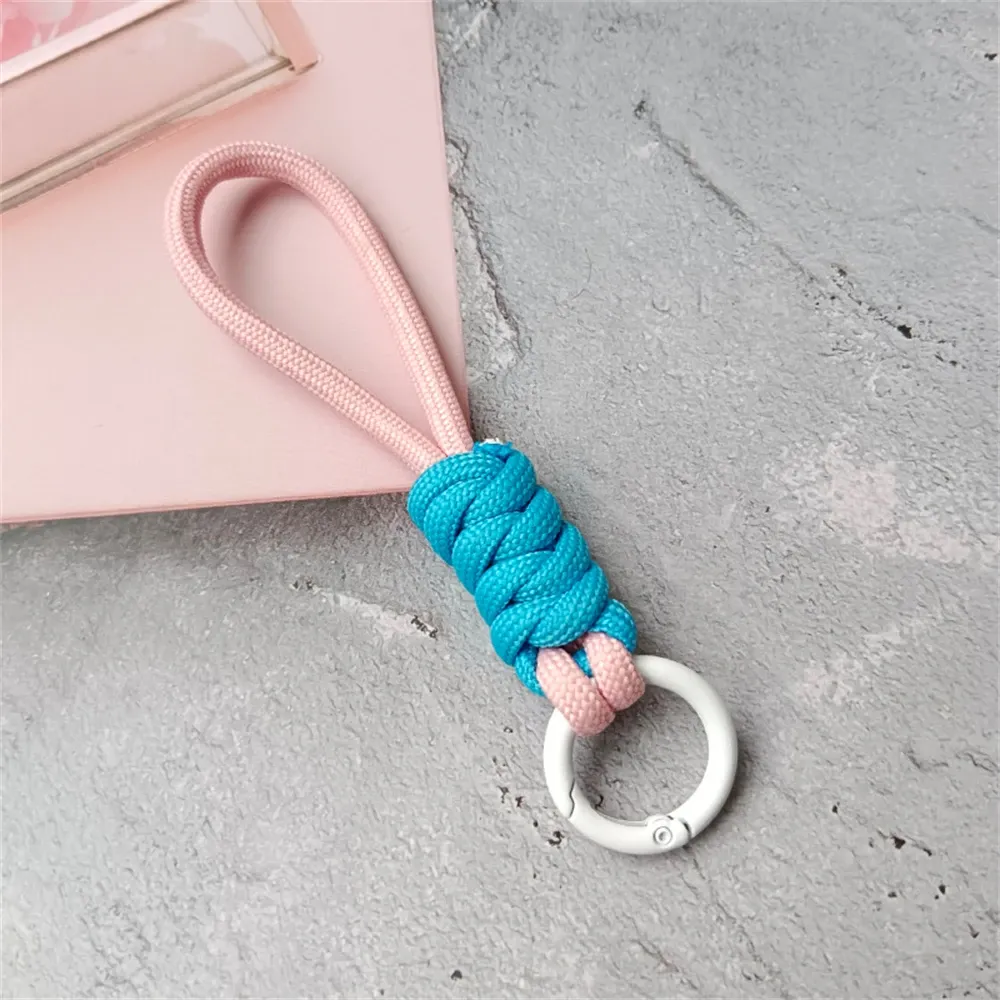 Porte-clés tressé à la main pour téléphone portable, dragonne en corde anti-perte, porte-clés de voiture pour homme et femme 17