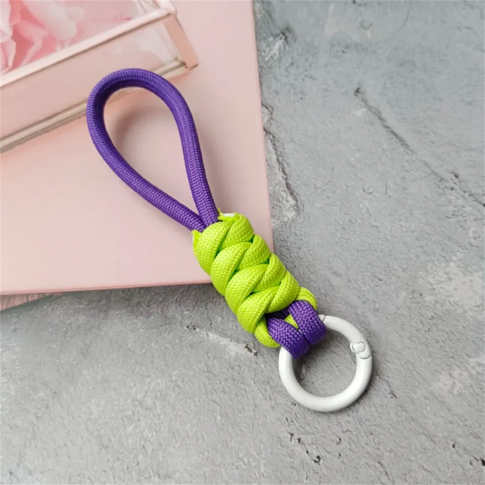 Porte-clés tressé à la main pour téléphone portable, dragonne en corde anti-perte, porte-clés de voiture pour homme et femme 18
