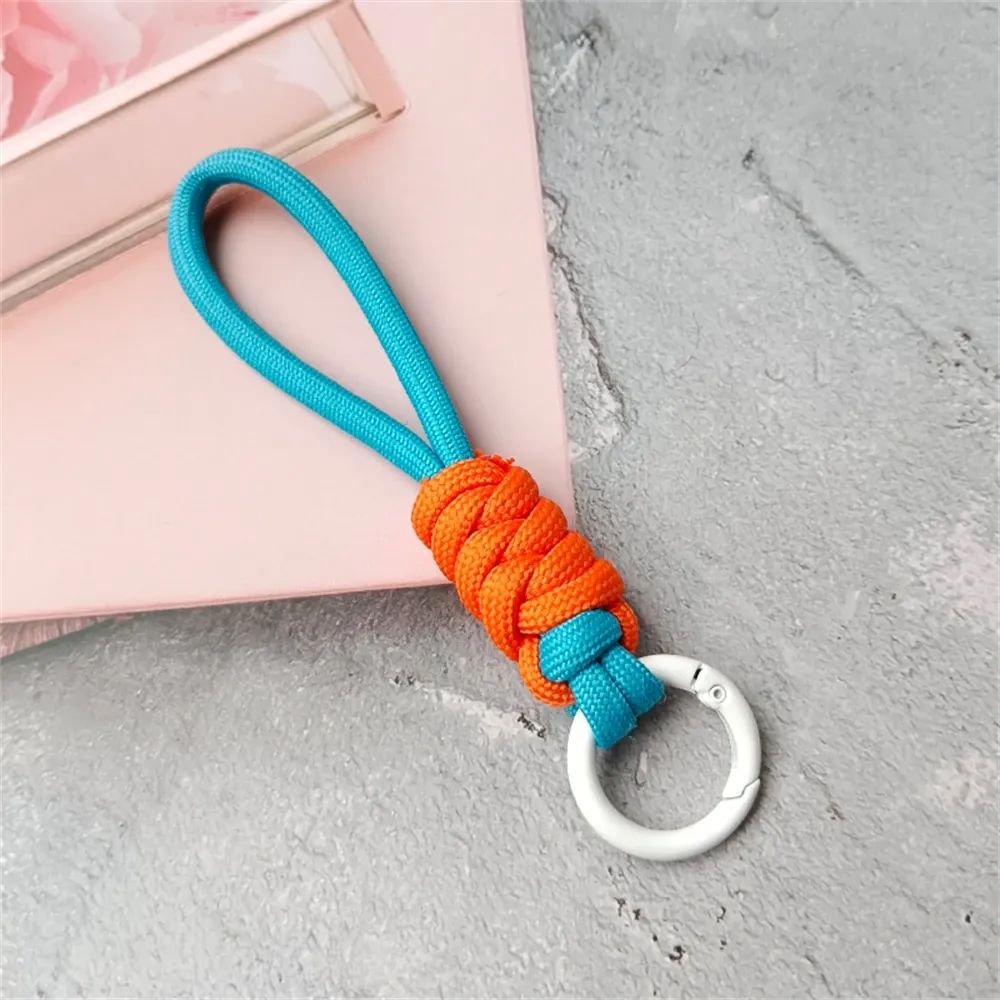 Porte-clés tressé à la main pour téléphone portable, dragonne en corde anti-perte, porte-clés de voiture pour homme et femme 22