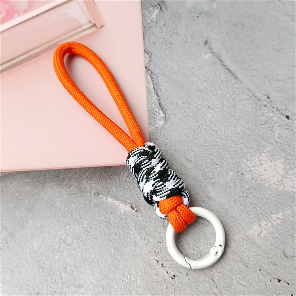 Porte-clés tressé à la main pour téléphone portable, dragonne en corde anti-perte, porte-clés de voiture pour homme et femme 19